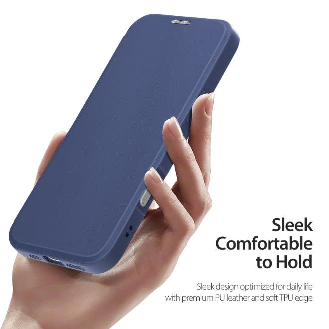 Dux Ducis - iPhone 16 Hülle - Leder Bookcover - MagSafe - Skin X Pro Series - blau