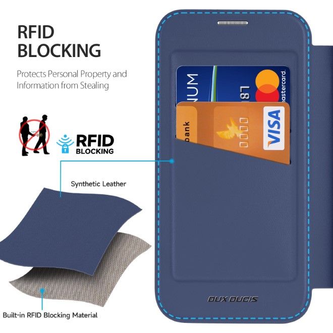 Dux Ducis - iPhone 16 Hülle - Leder Bookcover - MagSafe - Skin X Pro Series - blau