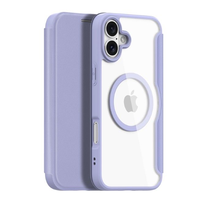 Dux Ducis - iPhone 16 Hülle - Leder Bookcover - MagSafe - Skin X Pro Series - purpur