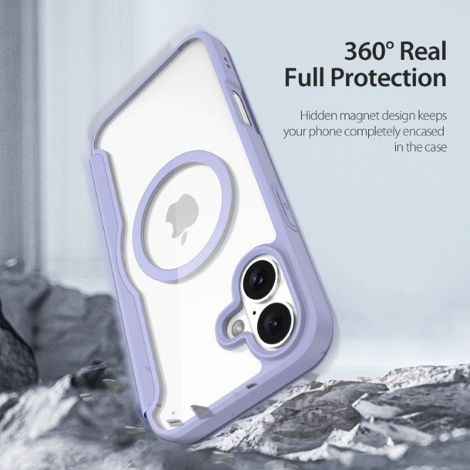 Dux Ducis - iPhone 16 Hülle - Leder Bookcover - MagSafe - Skin X Pro Series - purpur