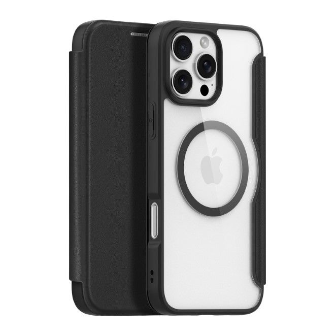 Dux Ducis - iPhone 16 Pro Hülle - Leder Bookcover - MagSafe - Skin X Pro Series - schwarz