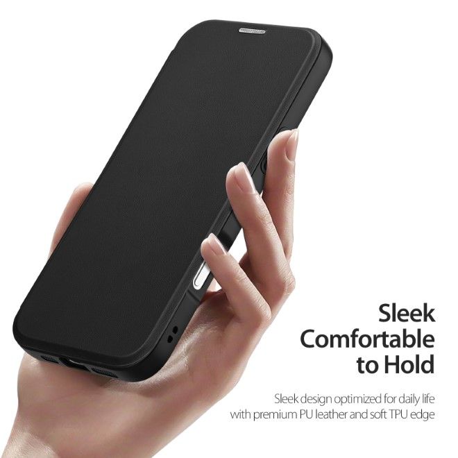 Dux Ducis - iPhone 16 Pro Hülle - Leder Bookcover - MagSafe - Skin X Pro Series - schwarz
