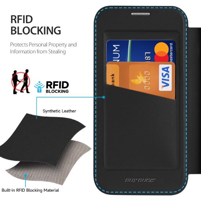 Dux Ducis - iPhone 16 Pro Hülle - Leder Bookcover - MagSafe - Skin X Pro Series - schwarz