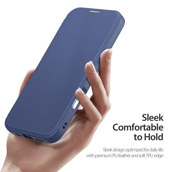 Dux Ducis - iPhone 16 Pro Hülle - Leder Bookcover - MagSafe - Skin X Pro Series - blau