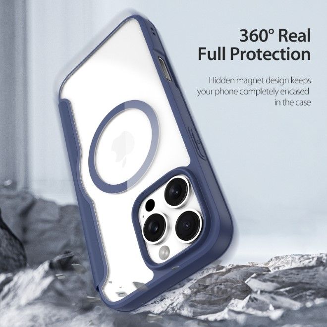 Dux Ducis - iPhone 16 Pro Hülle - Leder Bookcover - MagSafe - Skin X Pro Series - blau