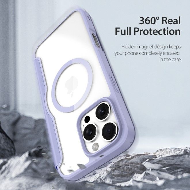 Dux Ducis - iPhone 16 Pro Hülle - Leder Bookcover - MagSafe - Skin X Pro Series - purpur