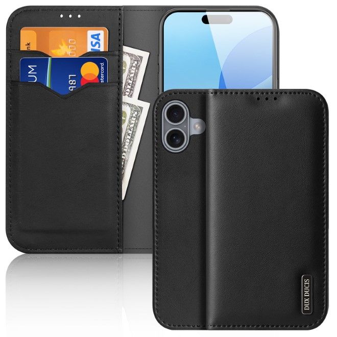 Dux Ducis - iPhone 16 Hülle - Handy Leder Case - Hivo Series - schwarz