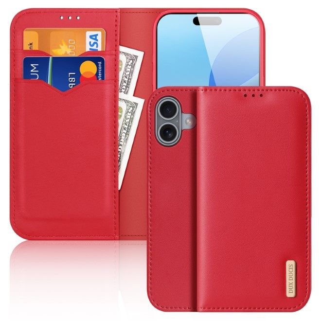 Dux Ducis - iPhone 16 Hülle - Handy Leder Case - Hivo Series - rot