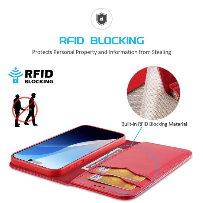 Dux Ducis - iPhone 16 Hülle - Handy Leder Case - Hivo Series - rot