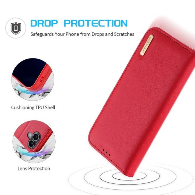 Dux Ducis - iPhone 16 Hülle - Handy Leder Case - Hivo Series - rot