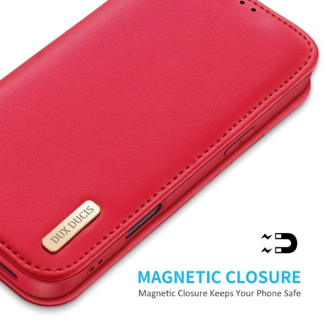 Dux Ducis - iPhone 16 Hülle - Handy Leder Case - Hivo Series - rot