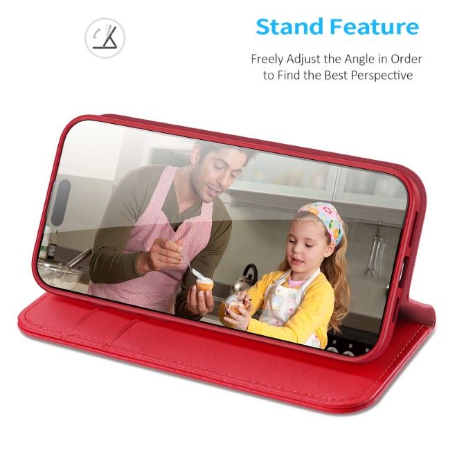 Dux Ducis - iPhone 16 Hülle - Handy Leder Case - Hivo Series - rot