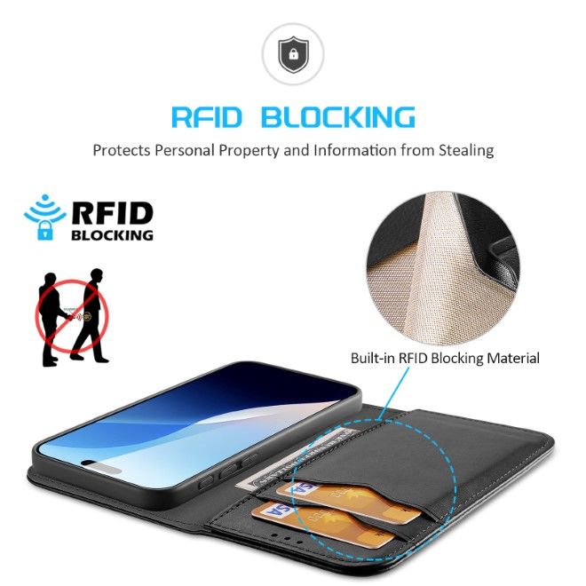 Dux Ducis - iPhone 16 Pro Hülle - Handy Leder Case - Hivo Series - schwarz