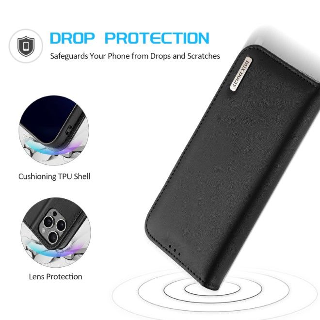 Dux Ducis - iPhone 16 Pro Hülle - Handy Leder Case - Hivo Series - schwarz