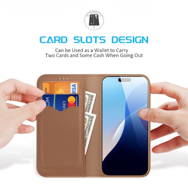 Dux Ducis - iPhone 16 Pro Hülle - Handy Leder Case - Hivo Series - braun