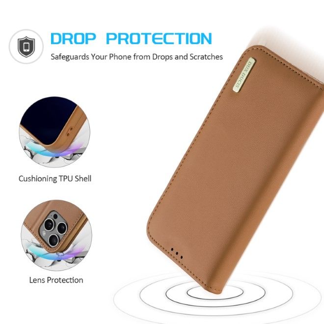 Dux Ducis - iPhone 16 Pro Hülle - Handy Leder Case - Hivo Series - braun