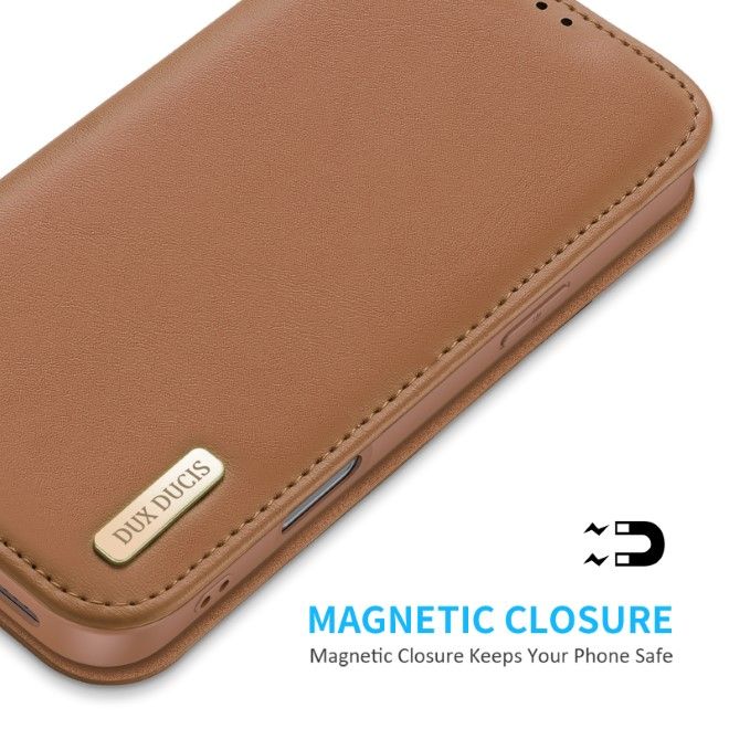 Dux Ducis - iPhone 16 Pro Hülle - Handy Leder Case - Hivo Series - braun
