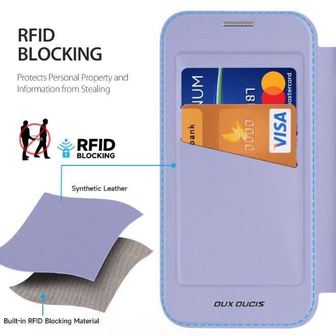 Dux Ducis - iPhone 16 Pro Hülle - Leder Bookcover mit Ring Standfunktion - Skin X Pro 360° Ring Stand Series - purpur