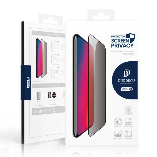 Dux Ducis - iPhone 16 Plus Schutzglas - aus gehärtetem Glas - mit Sichtschutz - Privacy - schwarz