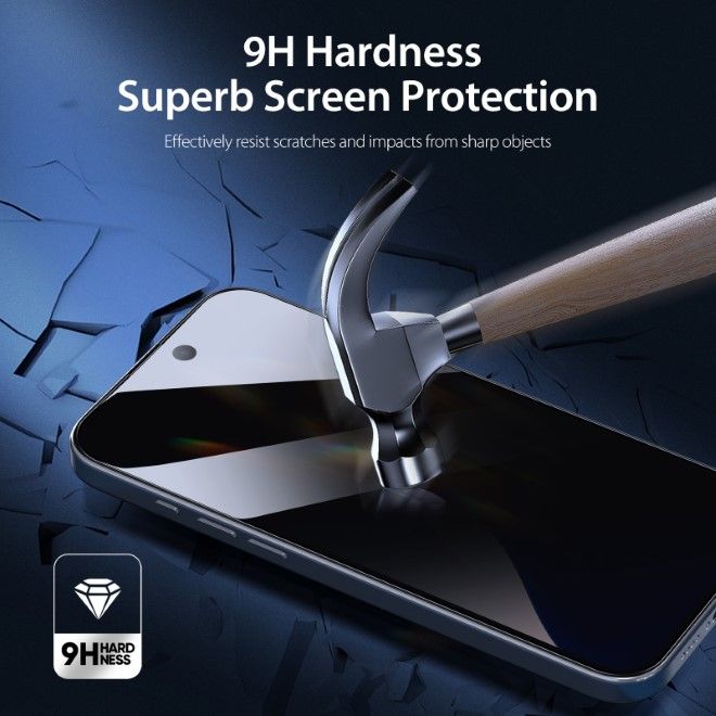 Dux Ducis - iPhone 16 Pro Schutzglas - aus gehärtetem Glas - mit Sichtschutz - Privacy - schwarz