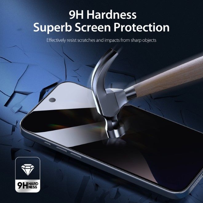Dux Ducis - iPhone 16 Pro Max Schutzglas - aus gehärtetem Glas - mit Sichtschutz - Privacy - schwarz