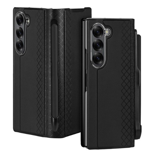 Dux Ducis - Samsung Galaxy Z Fold6 Hülle - Leder Case mit Pen Halterung - Bril Series - schwarz