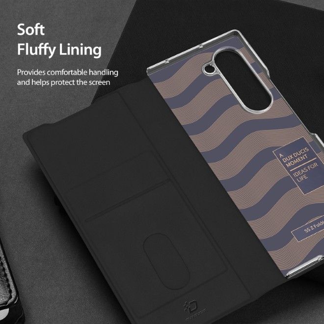 Dux Ducis - Samsung Galaxy Z Fold6 Hülle - Leder Case mit Pen Halterung - Bril Series - schwarz