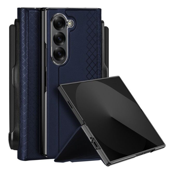 Dux Ducis - Samsung Galaxy Z Fold6 Hülle - Leder Case mit Pen Halterung - Bril Series - blau