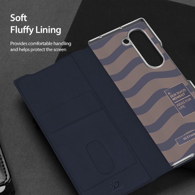 Dux Ducis - Samsung Galaxy Z Fold6 Hülle - Leder Case mit Pen Halterung - Bril Series - blau
