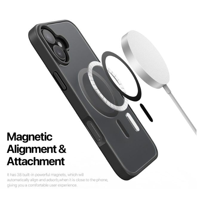 Dux Ducis - iPhone 16 Hülle - TPU und PC Hardcase - MagSafe kompatibel - Yind Series - schwarz