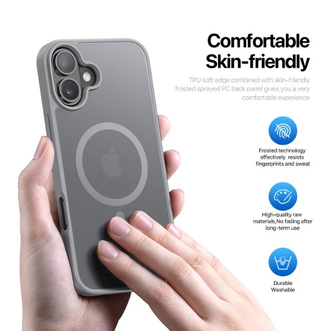 Dux Ducis - iPhone 16 Hülle - TPU und PC Hardcase - MagSafe kompatibel - Yind Series - grau