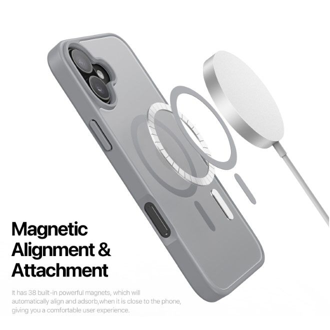 Dux Ducis - iPhone 16 Hülle - TPU und PC Hardcase - MagSafe kompatibel - Yind Series - grau
