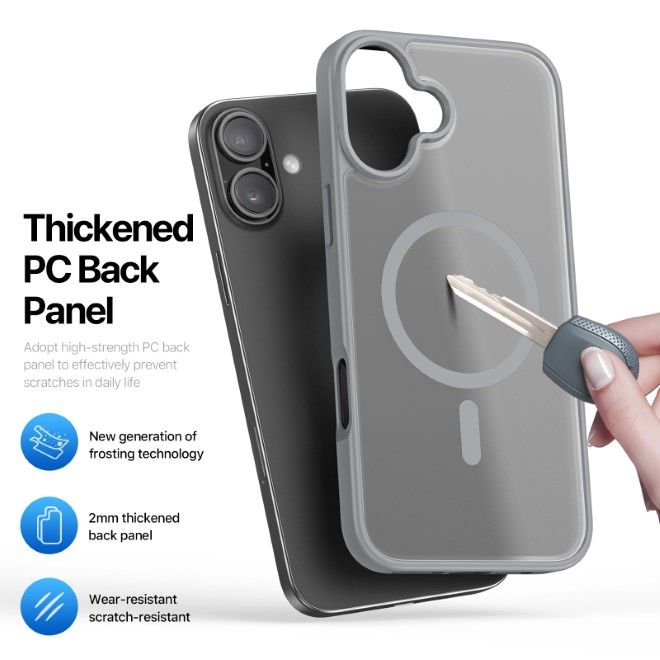 Dux Ducis - iPhone 16 Hülle - TPU und PC Hardcase - MagSafe kompatibel - Yind Series - grau