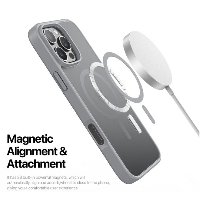 Dux Ducis - iPhone 16 Pro Hülle - TPU und PC Hardcase - MagSafe kompatibel - Yind Series - grau