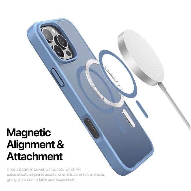 Dux Ducis - iPhone 16 Pro Hülle - TPU und PC Hardcase - MagSafe kompatibel - Yind Series - hellblau