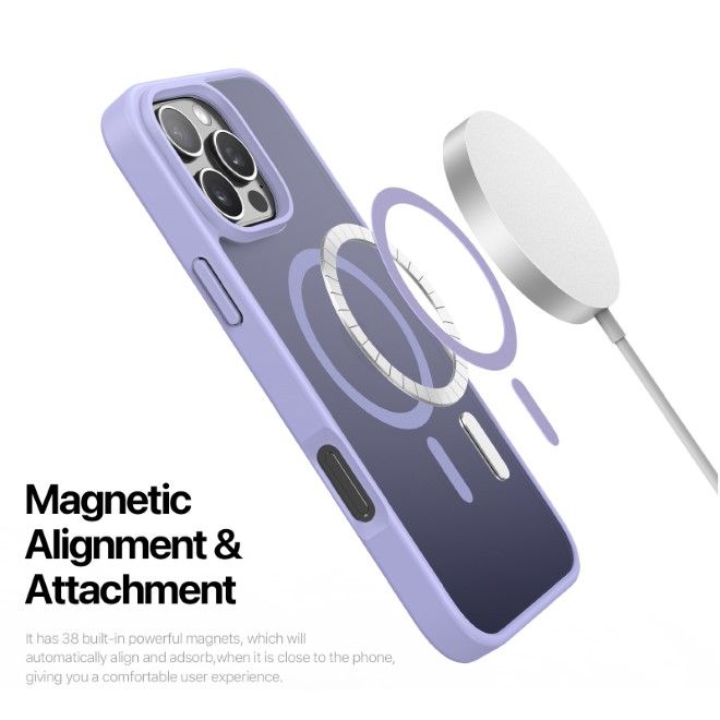 Dux Ducis - iPhone 16 Pro Hülle - TPU und PC Hardcase - MagSafe kompatibel - Yind Series - hellpurpur