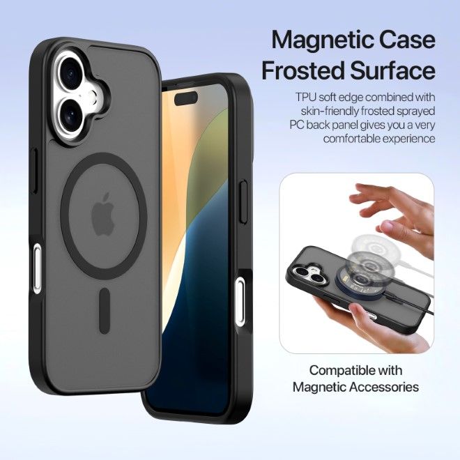 Dux Ducis - iPhone 16 Hülle - Kunstleder Bookcover - MagSafe kompatibel - Lawa Series - schwarz