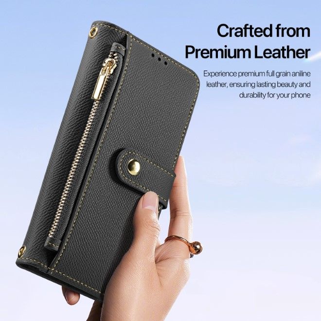 Dux Ducis - iPhone 16 Hülle - Kunstleder Bookcover - MagSafe kompatibel - Lawa Series - schwarz