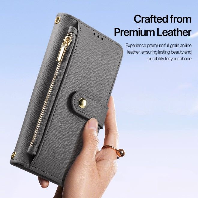 Dux Ducis - iPhone 16 Hülle - Kunstleder Bookcover - MagSafe kompatibel - Lawa Series - grau