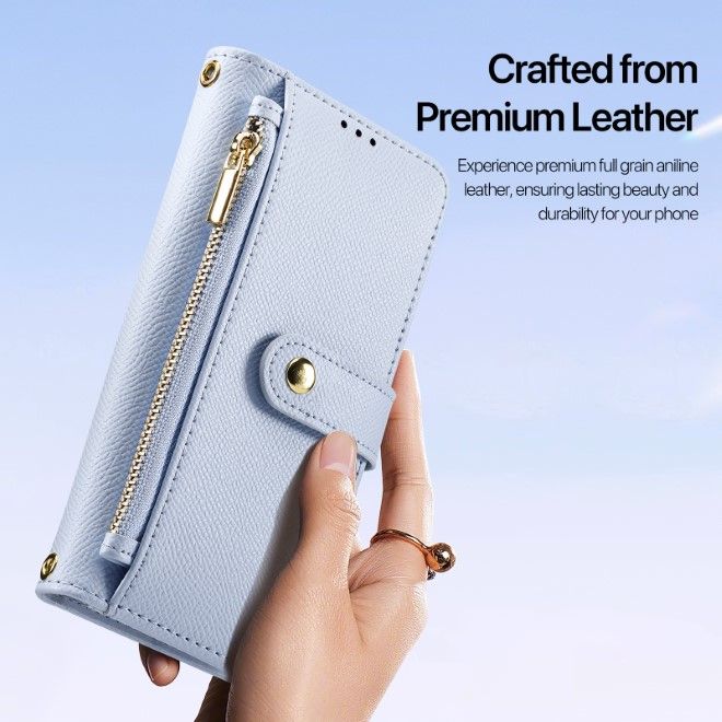 Dux Ducis - iPhone 16 Hülle - Kunstleder Bookcover - MagSafe kompatibel - Lawa Series - hellblau