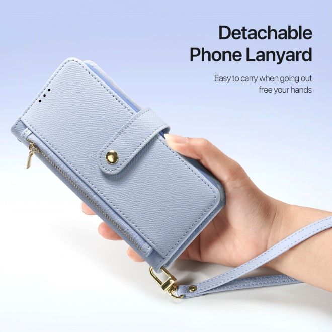 Dux Ducis - iPhone 16 Hülle - Kunstleder Bookcover - MagSafe kompatibel - Lawa Series - hellblau