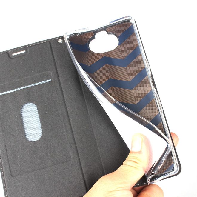 Sony Xperia 10 Plus Handy Hülle - Classic II Leder Bookcover Series - schwarz