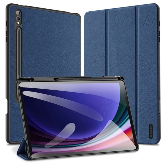Dux Ducis - Samsung Galaxy Tab S10+ / Galaxy Tab S9+ / Galaxy Tab S9 FE+ Hülle - Leder Smart Flip Case - Domo Series - blau
