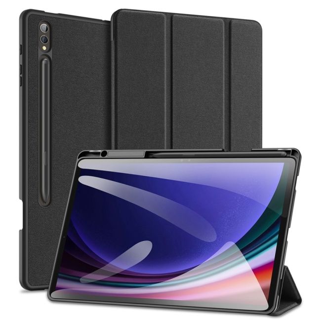 Dux Ducis - Samsung Galaxy Tab S10+ / Galaxy Tab S9+ / Galaxy Tab S9 FE+ Hülle - Leder Smart Flip Case - Domo Series - schwarz