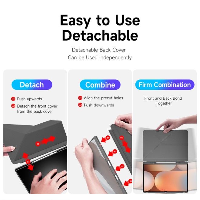 Dux Ducis - Samsung Galaxy Tab S10 Ultra / S9 Ultra / S8 Ultra Hülle - Leder Bookcover - Magi Series - grau