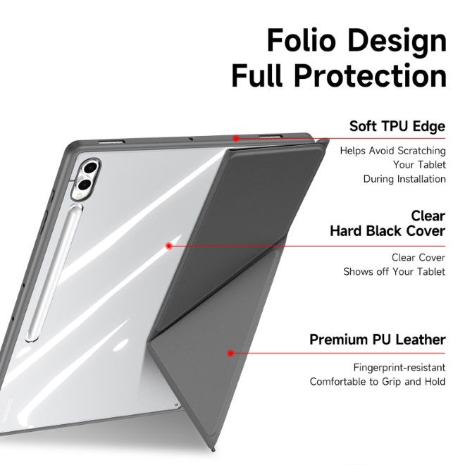 Dux Ducis - Samsung Galaxy Tab S10 Ultra / S9 Ultra / S8 Ultra Hülle - Leder Bookcover - Magi Series - grau