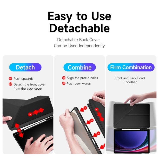 Dux Ducis - Samsung Galaxy Tab S10+ / S9+ / S9 FE+ Hülle - Leder Bookcover - Magi Series - schwarz