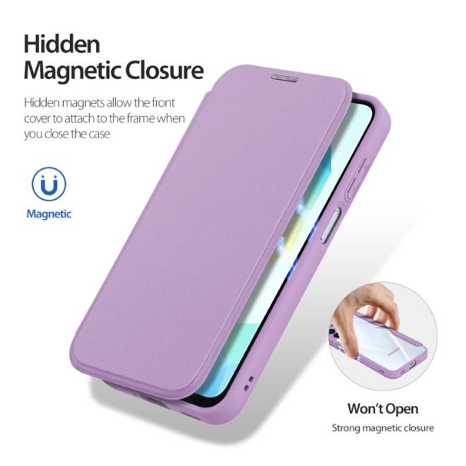 Dux Ducis - Samsung Galaxy A16 5G / 4G Hülle - Leder Bookcover mit Standfunktion - Skin X Pro Series - purpur