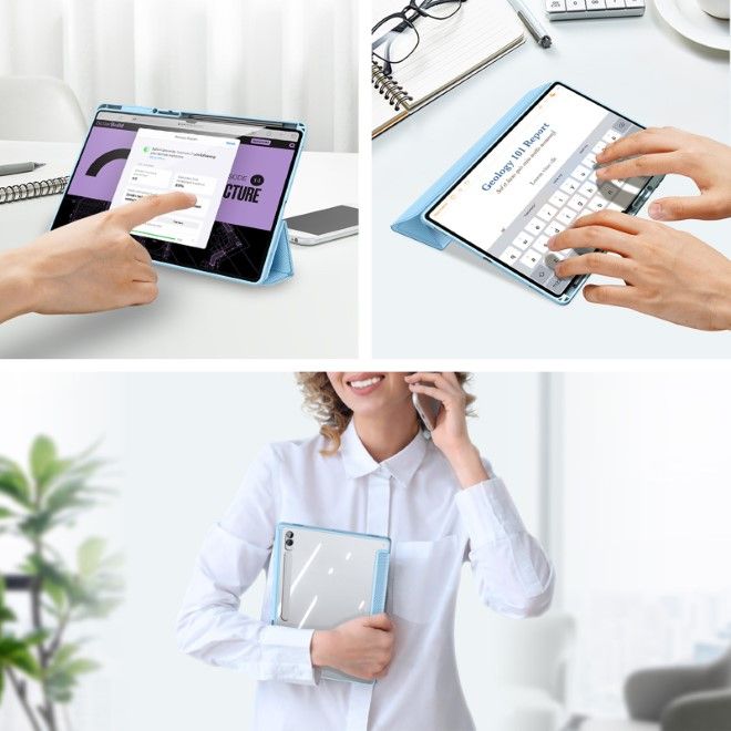 Dux Ducis - Samsung Galaxy Tab S10 Ultra / S9 Ultra / S8 Ultra Hülle - Leder Bookcover - Toby Series - blau