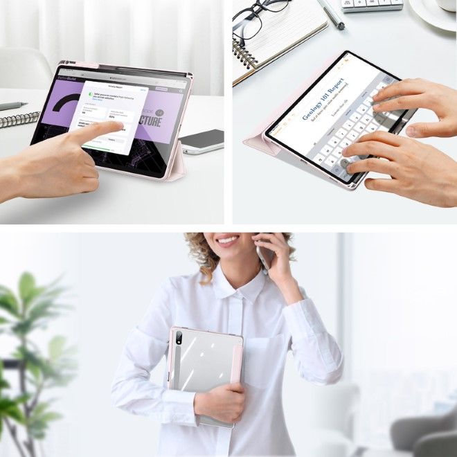 Dux Ducis - Samsung Galaxy Tab S10+ / S9+ / S9 FE+ Hülle - Leder Bookcover - Toby Series - pink